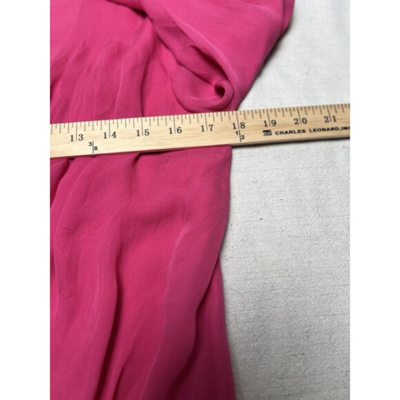 Alice + Olivia‎ Pink Bubble Hem Blouse Faux Wrap Silk Top Women Small - Picture 7 of 11